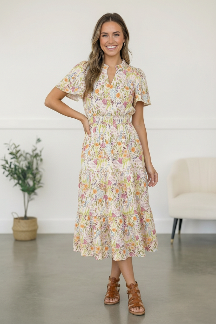 Smocked Midi Dress