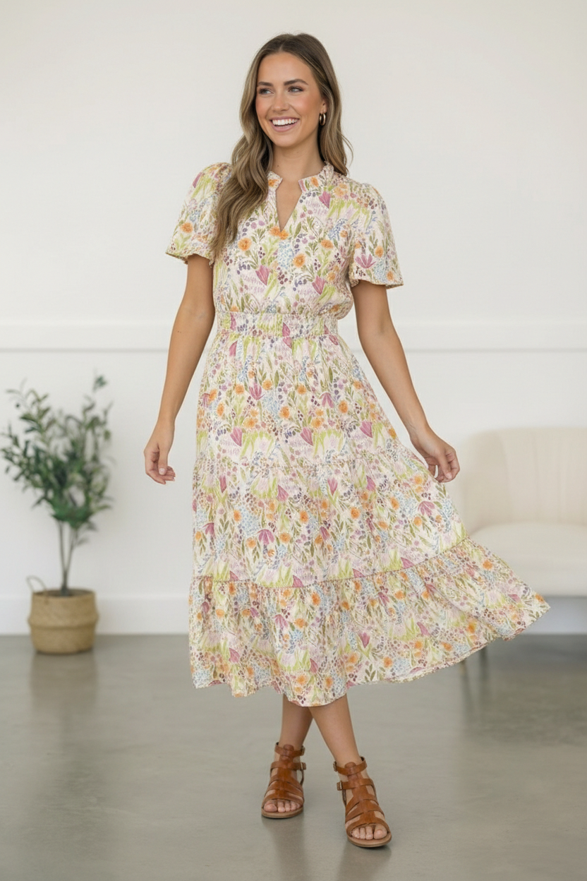 Smocked Midi Dress