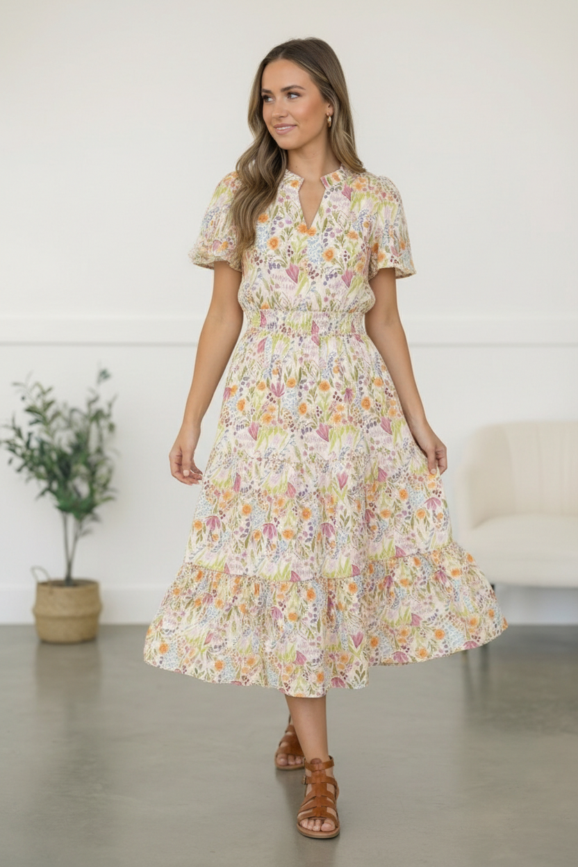 Smocked Midi Dress