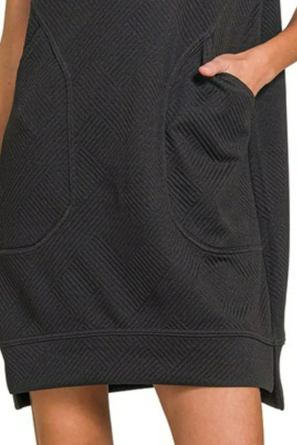 Textured Knit Jacquard Quarter Zipper Mini Dress