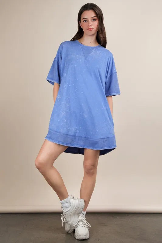 Plus Size Mineral Washed Comfy Casual Knit Mini Dress