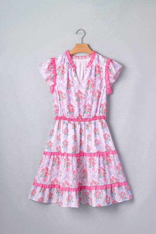 Floral Ruffle Tiered Sleeveless Mini Dress