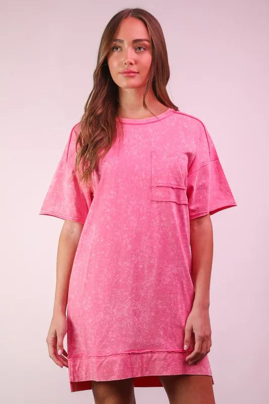 Plus Size Mineral Washed Knit Shift Mini Dress