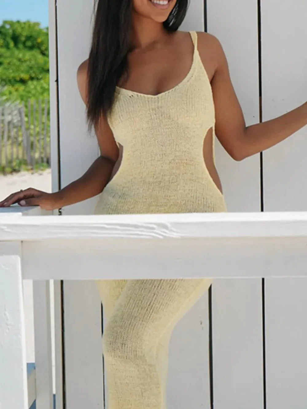 Backless Cutout Scoop Neck Cover-Up Dress