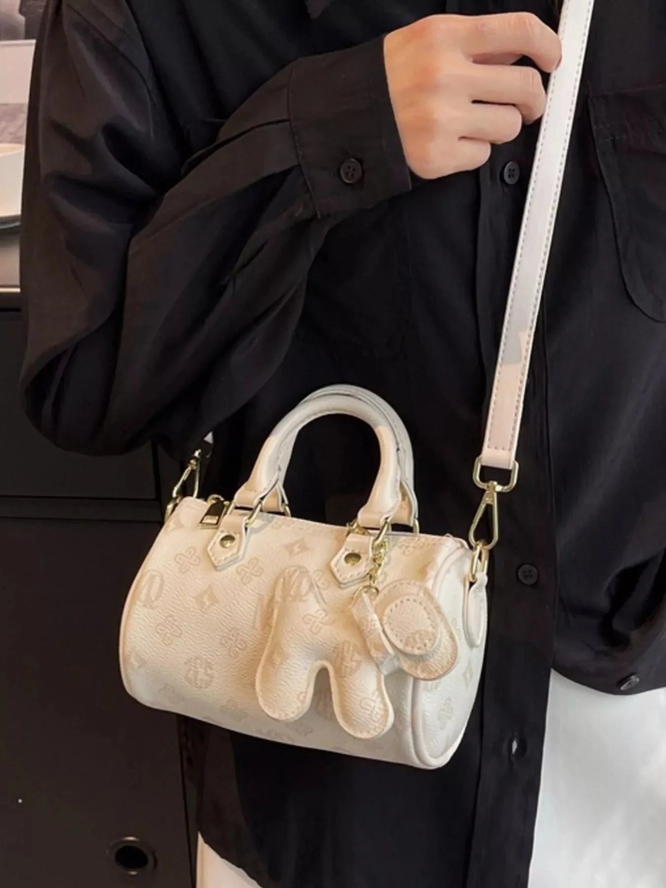 Barrel Crossbody Bag with Charm
