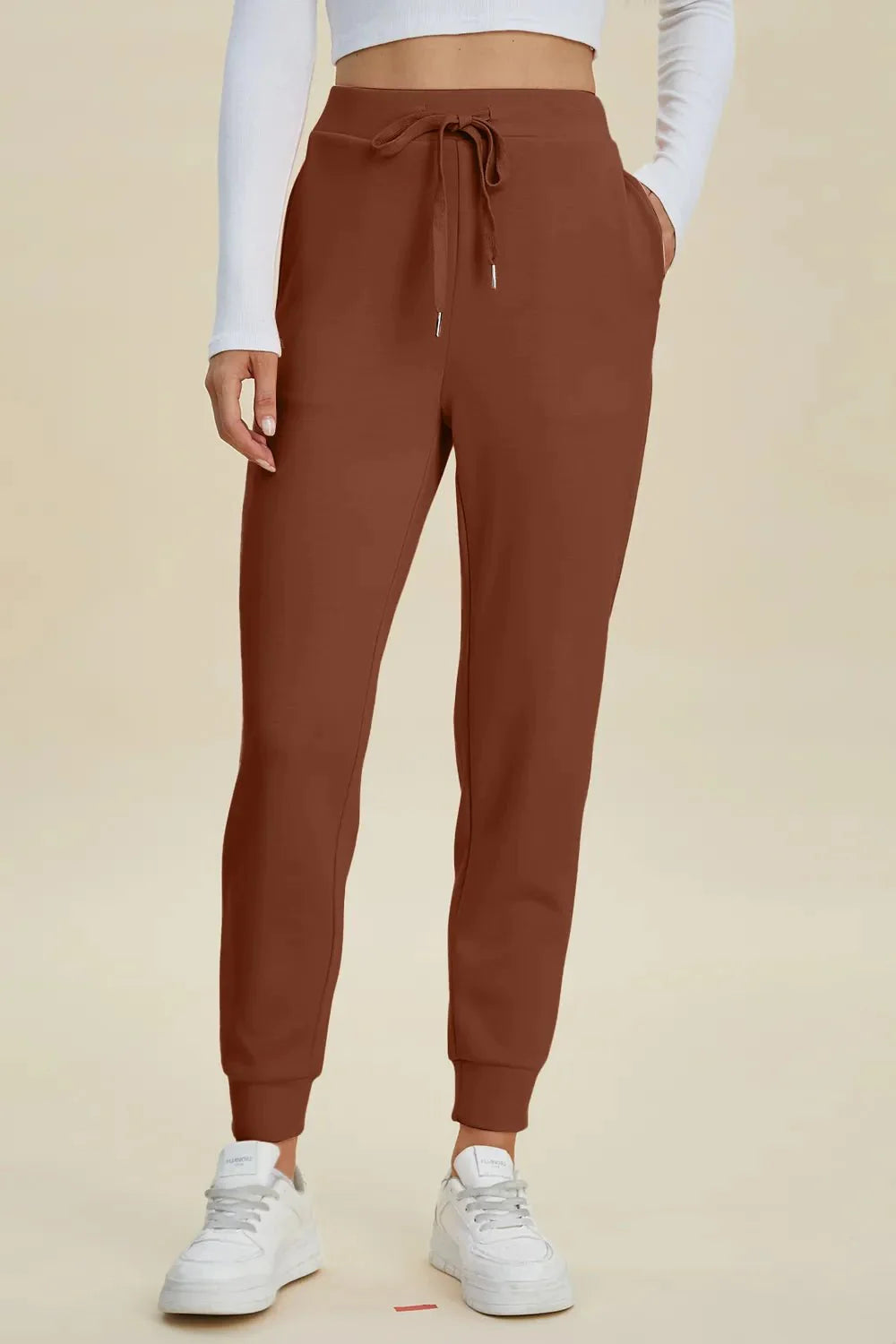 Full Size Air Scuba Drawstring High Waist Joggers