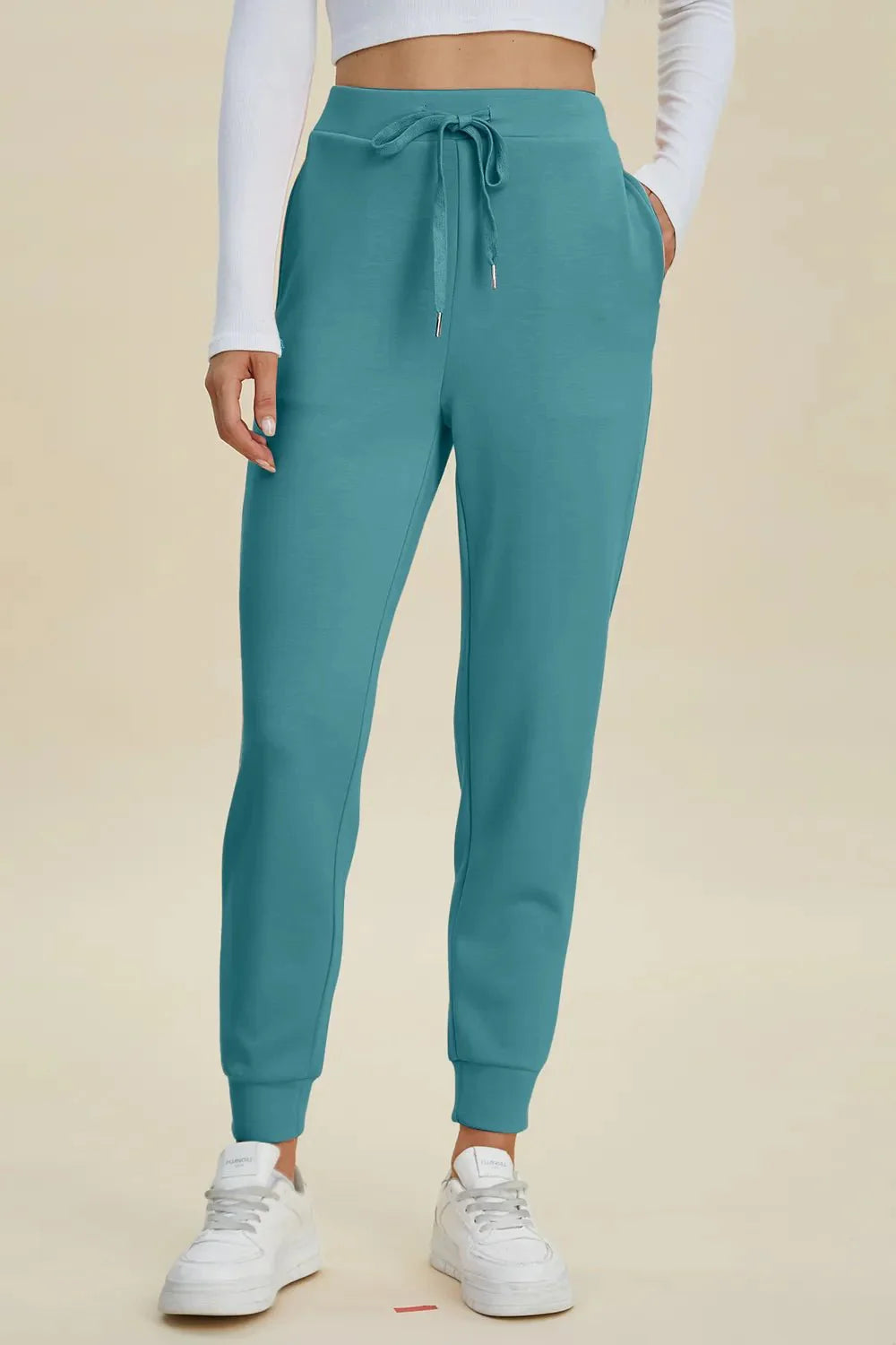 Full Size Air Scuba Drawstring High Waist Joggers