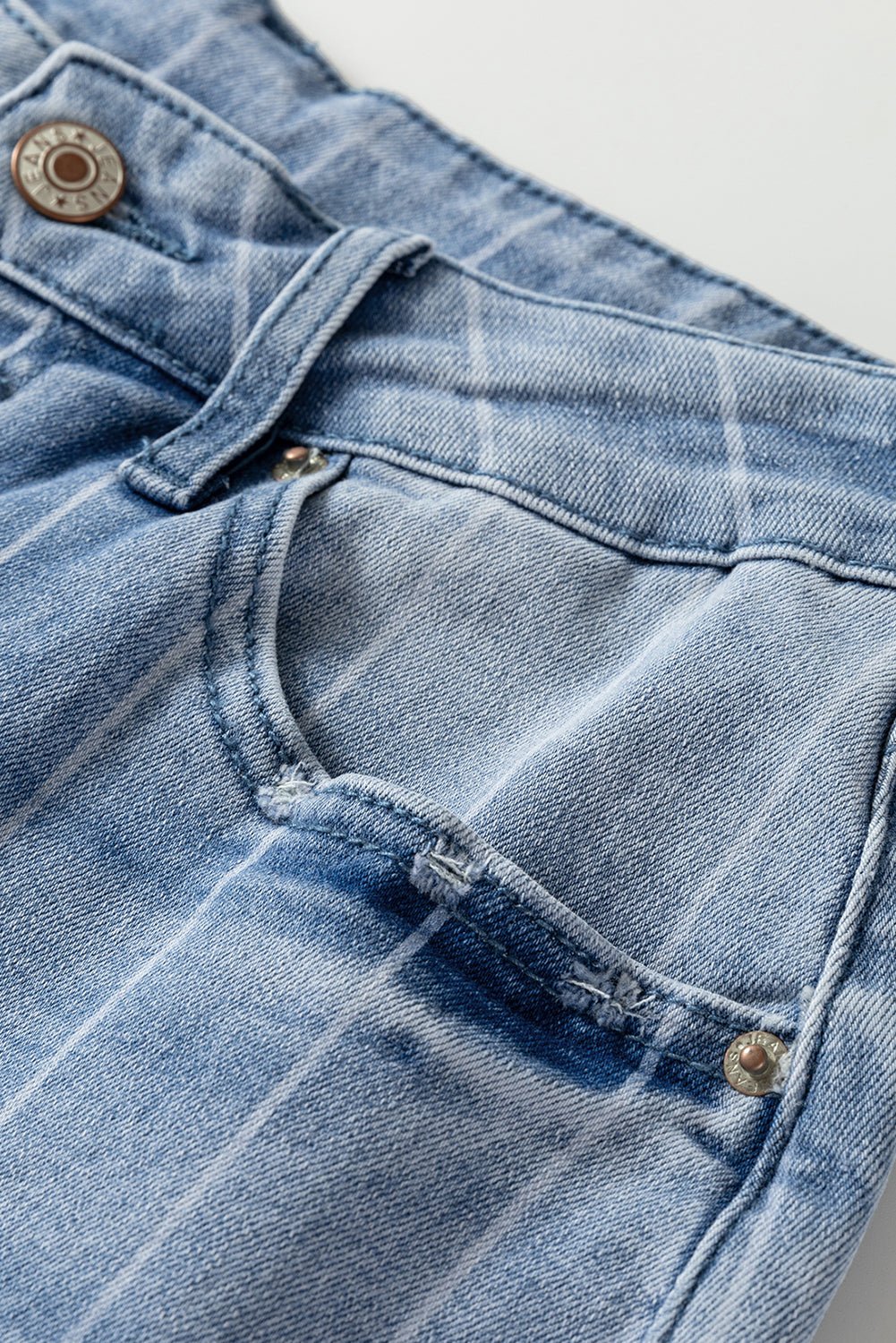 Beau Blue Multi Buttons Wide Leg Jeans