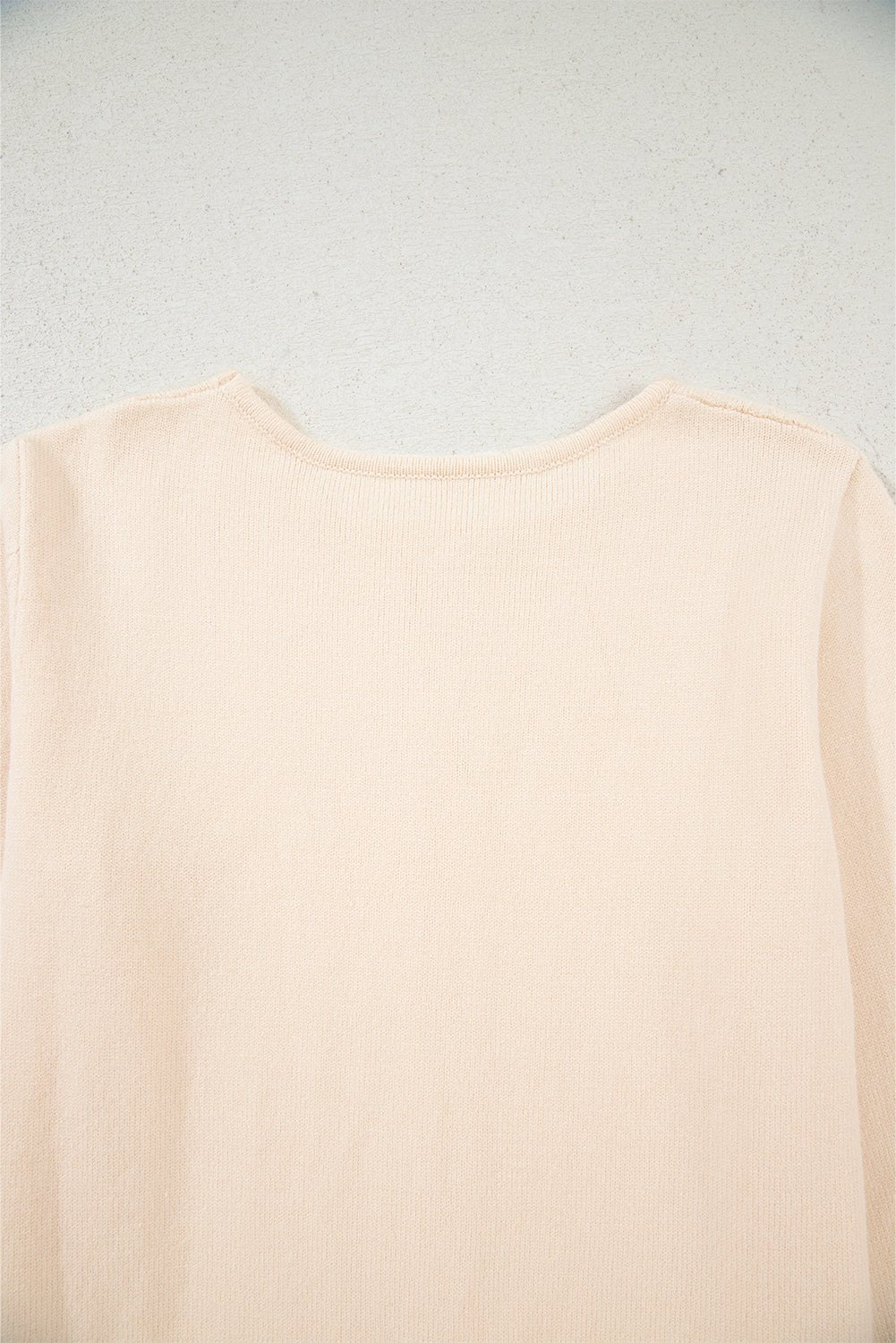 Beige Bohemian Floral Ruffle Hem Patchwork Knit Sweater