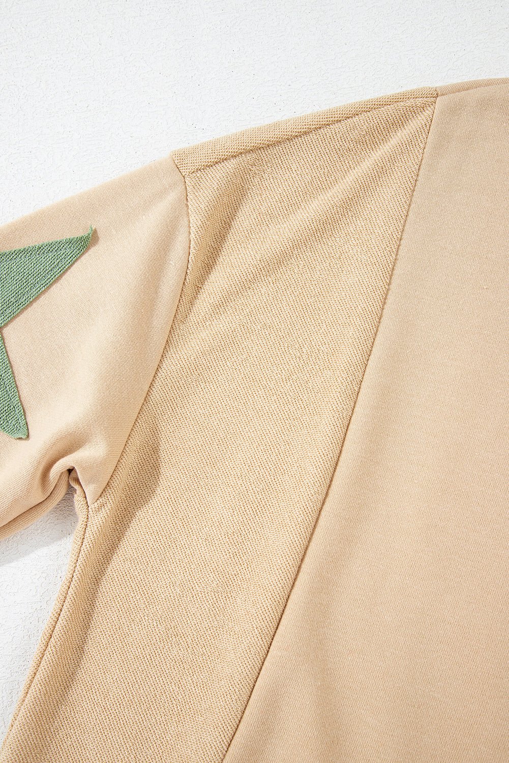 Beige Star Patchwork Exposed Seam Oversized Sweatshirt