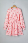 Polka Dot Long Sleeve Flared Mini Dress