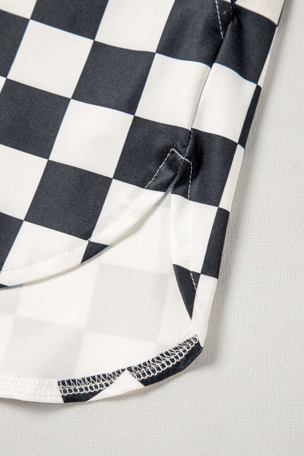 Black Checkered Print High Waist Casual Shorts
