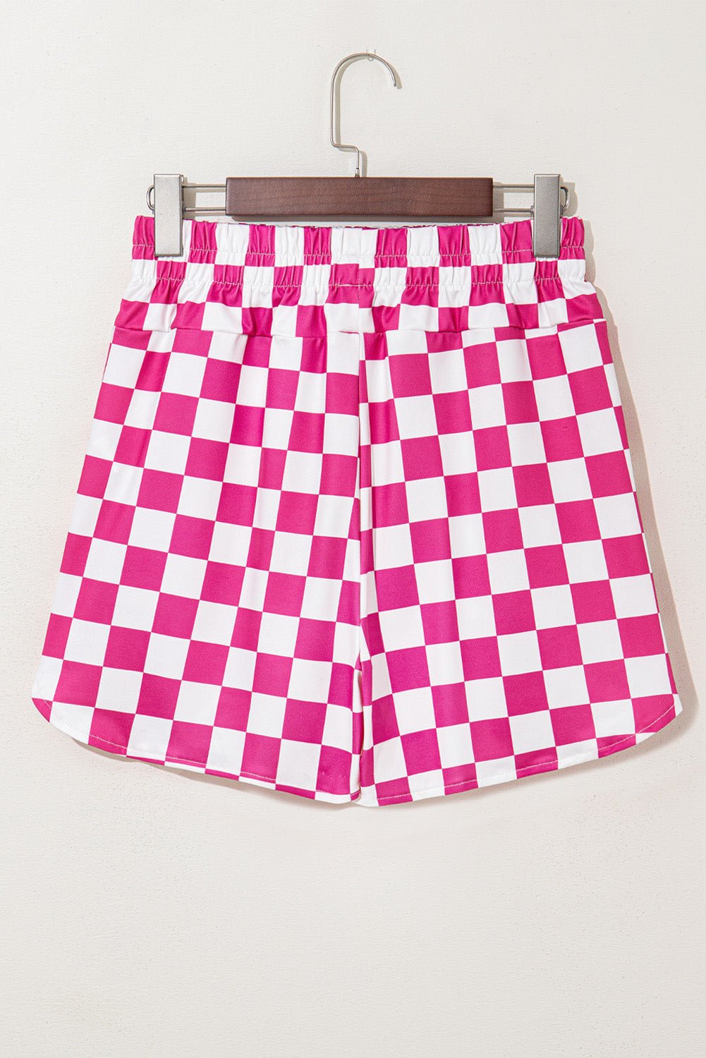 Black Checkered Print High Waist Casual Shorts