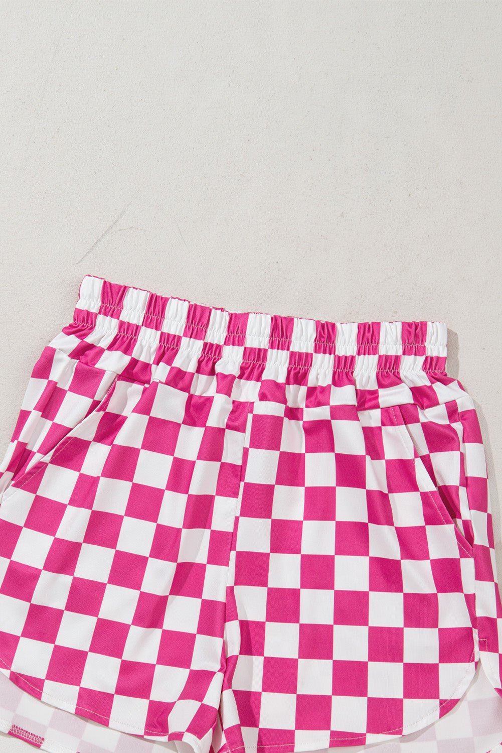 Black Checkered Print High Waist Casual Shorts