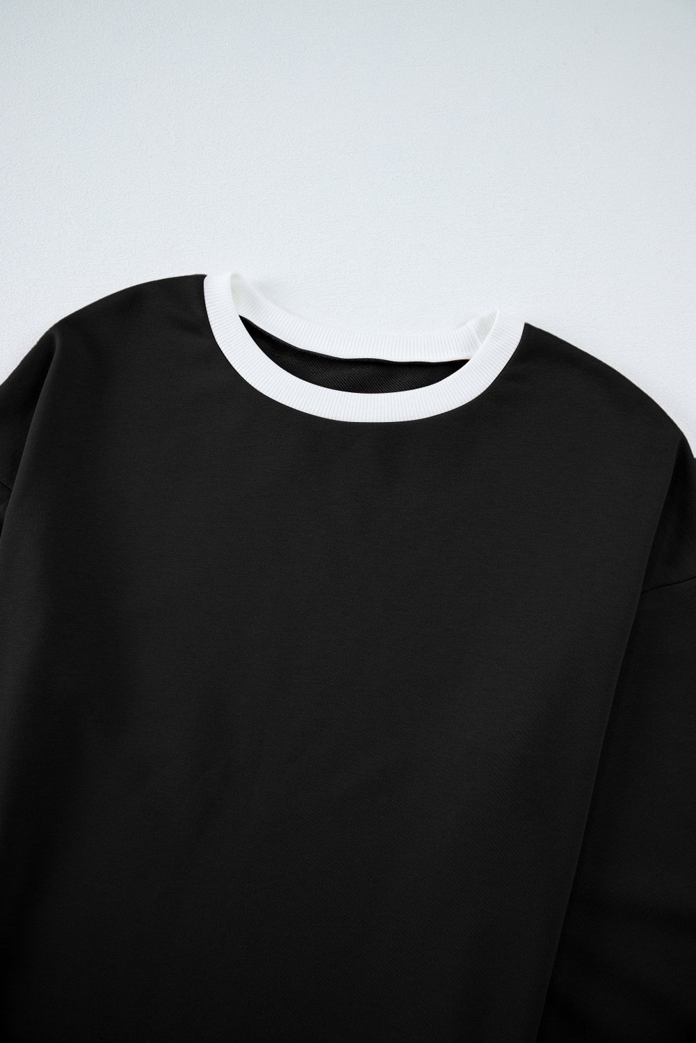 Black Contrast Trim Long Sleeve Pullover and Pants Set