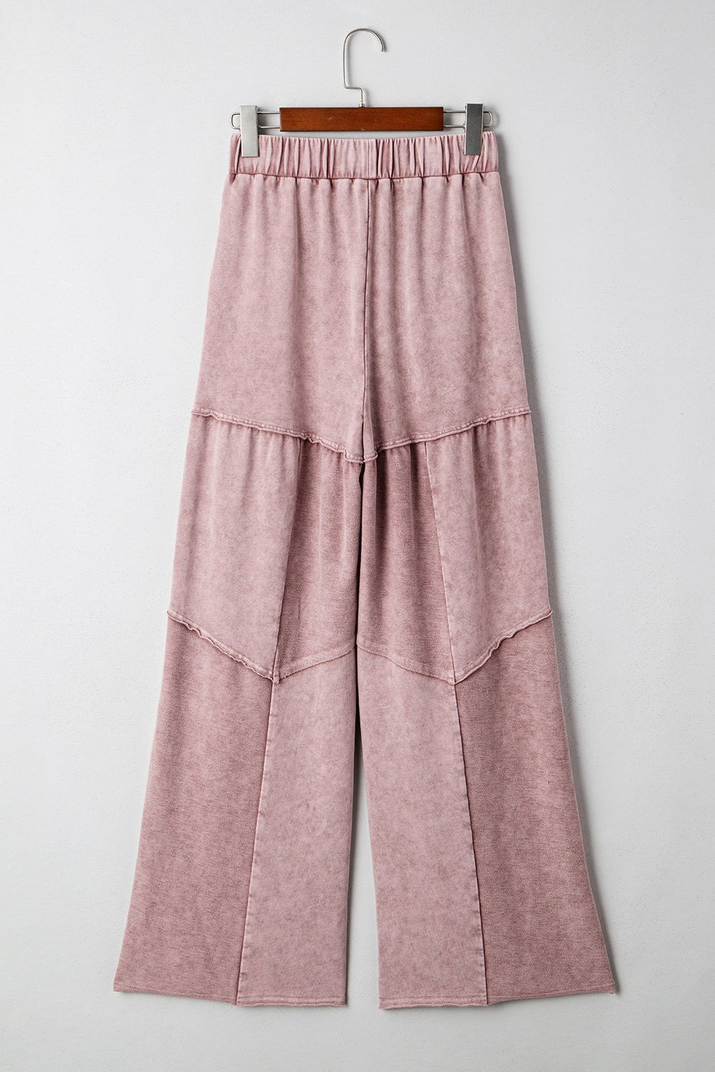Black Mineral Wash Tiered Wide Leg Patchwork Drawstring Pants