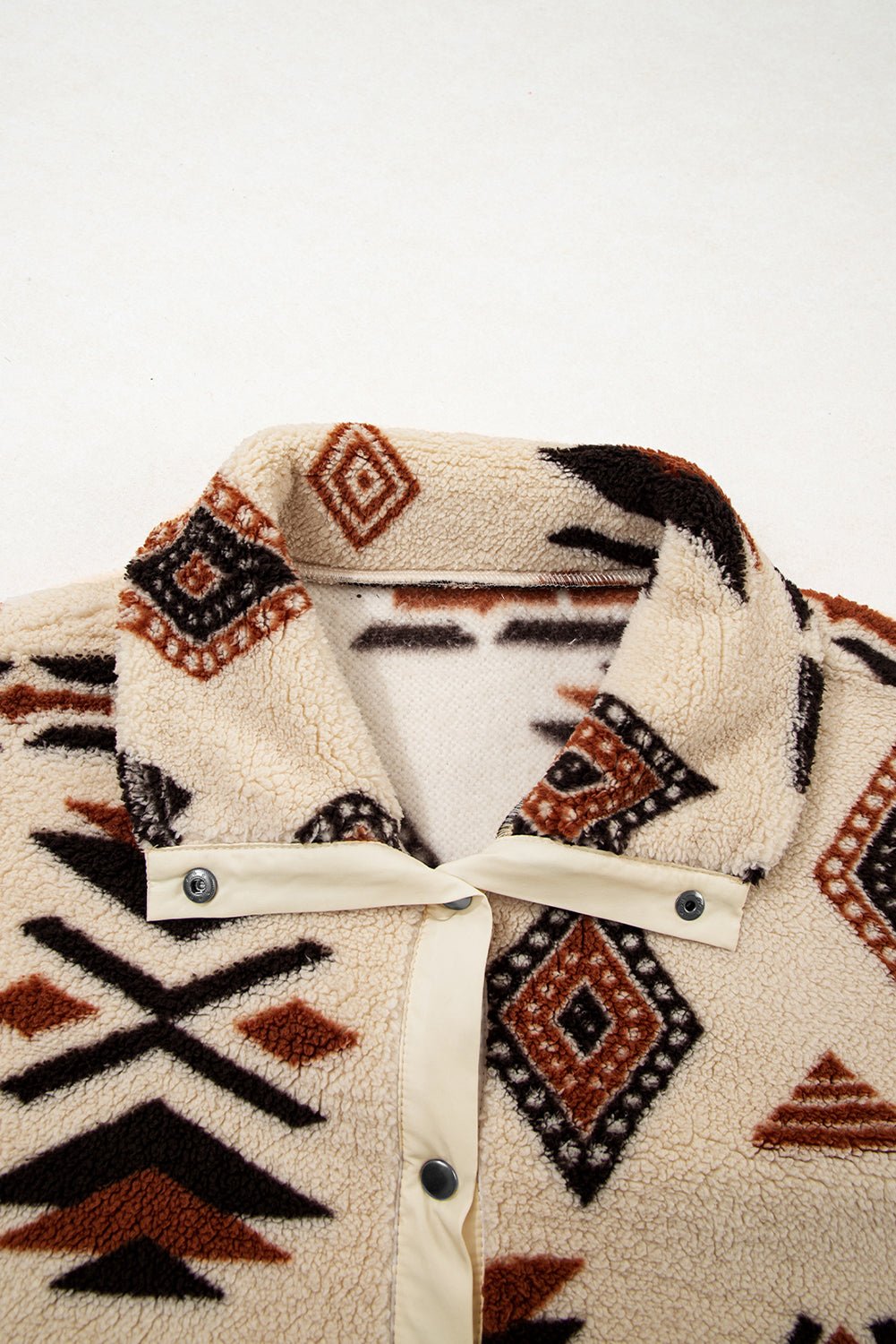 Black Vintage Geometric Half Zip Plush Sweatshirt