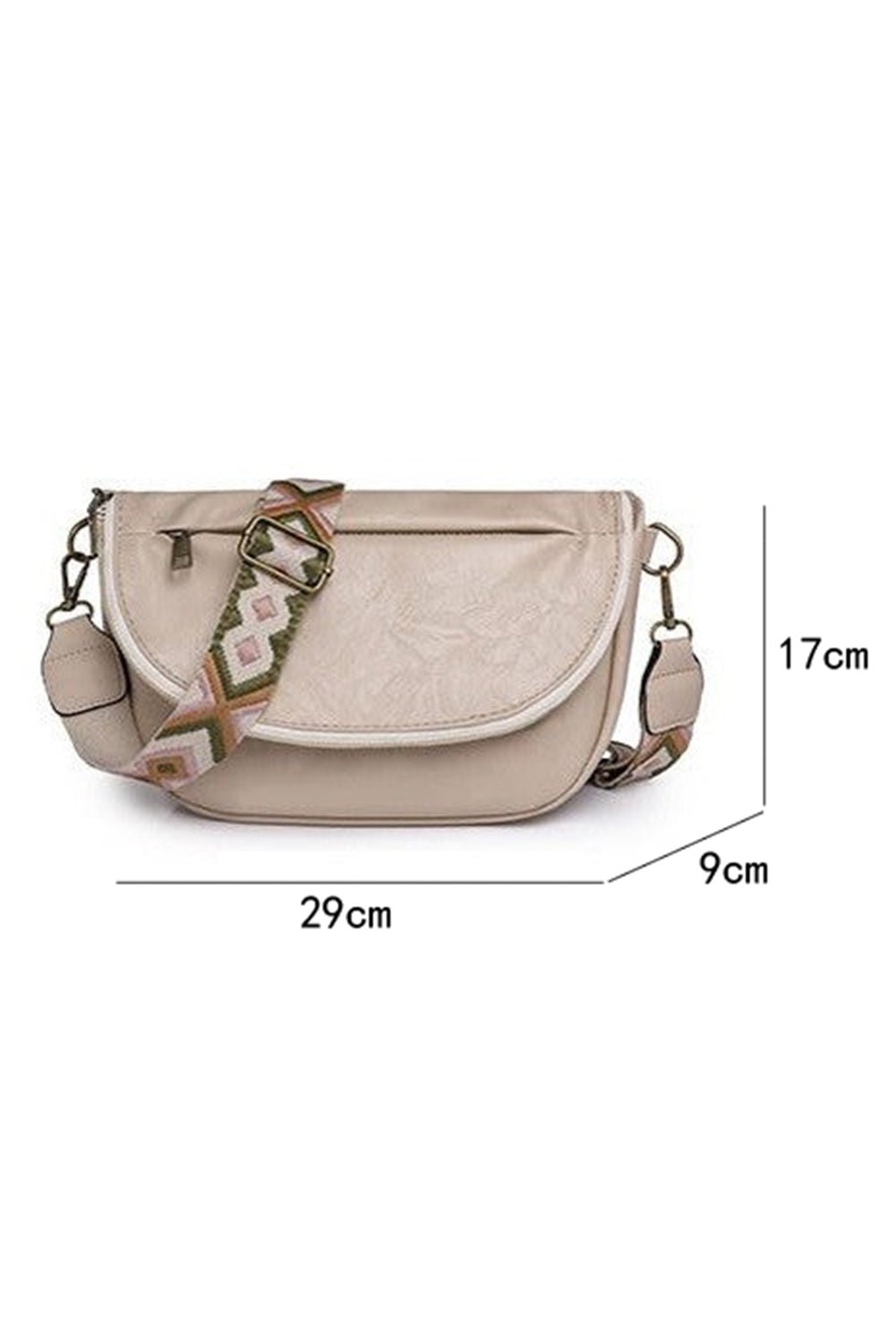 Black Wide Strap Zipper Crossbody Bag