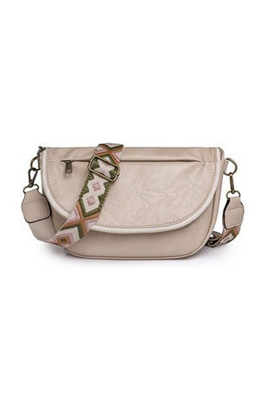 Black Wide Strap Zipper Crossbody Bag
