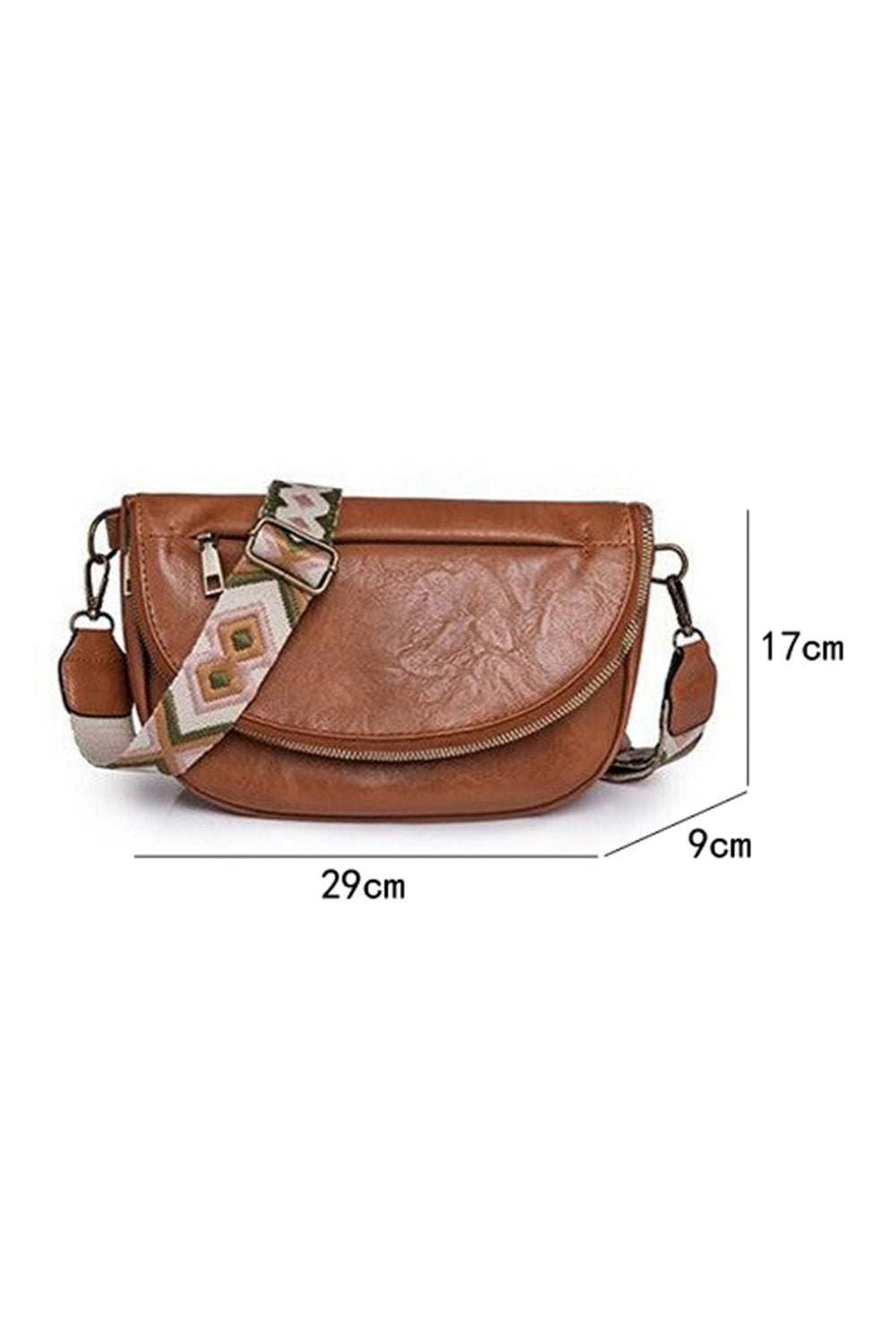 Black Wide Strap Zipper Crossbody Bag