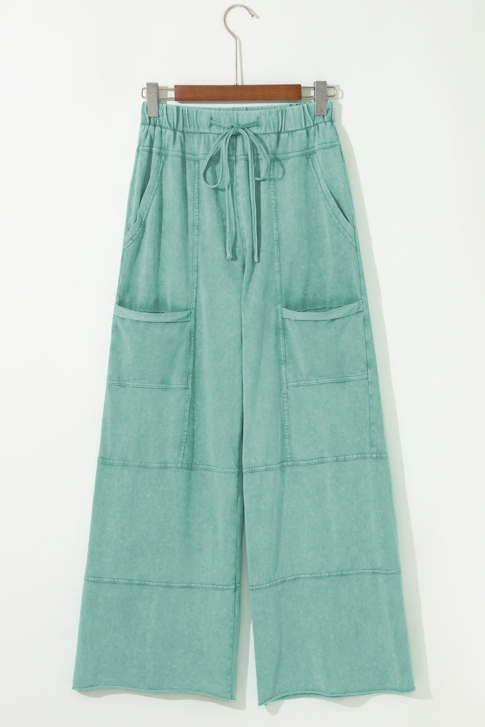 Mineral Wash Exposed Seam Wide Leg Cargo Pants