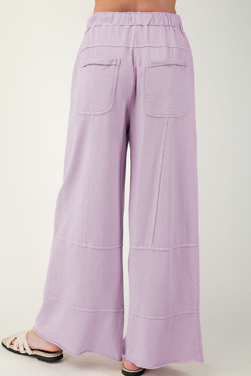 Mineral Wash Exposed Seam Wide Leg Cargo Pants