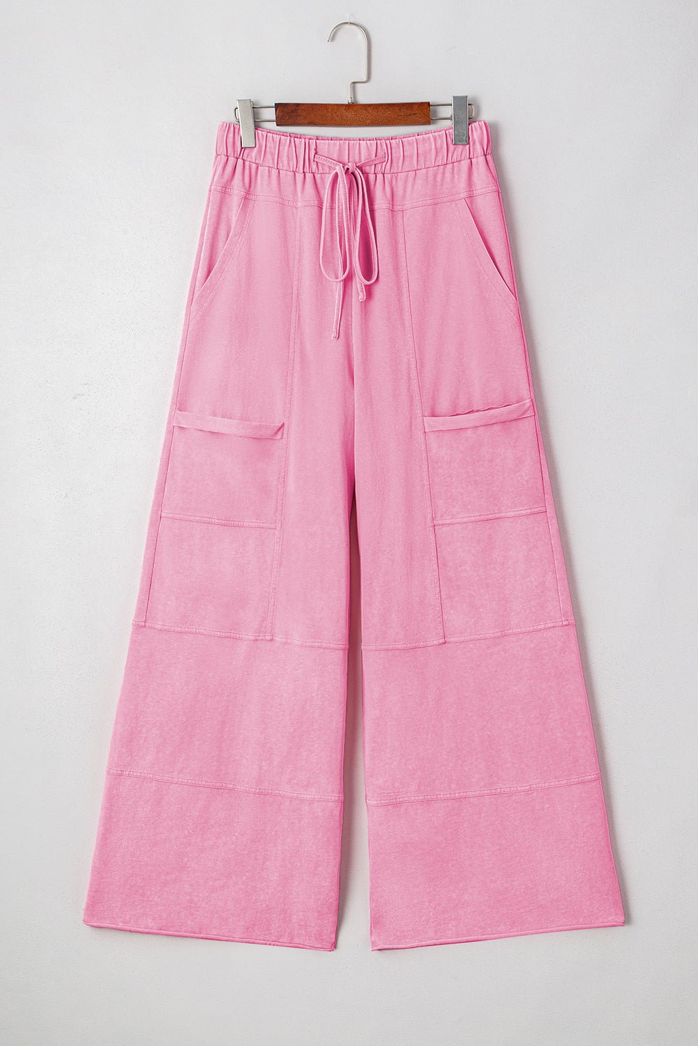 Mineral Wash Exposed Seam Wide Leg Cargo Pants