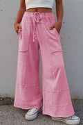 Mineral Wash Exposed Seam Wide Leg Cargo Pants