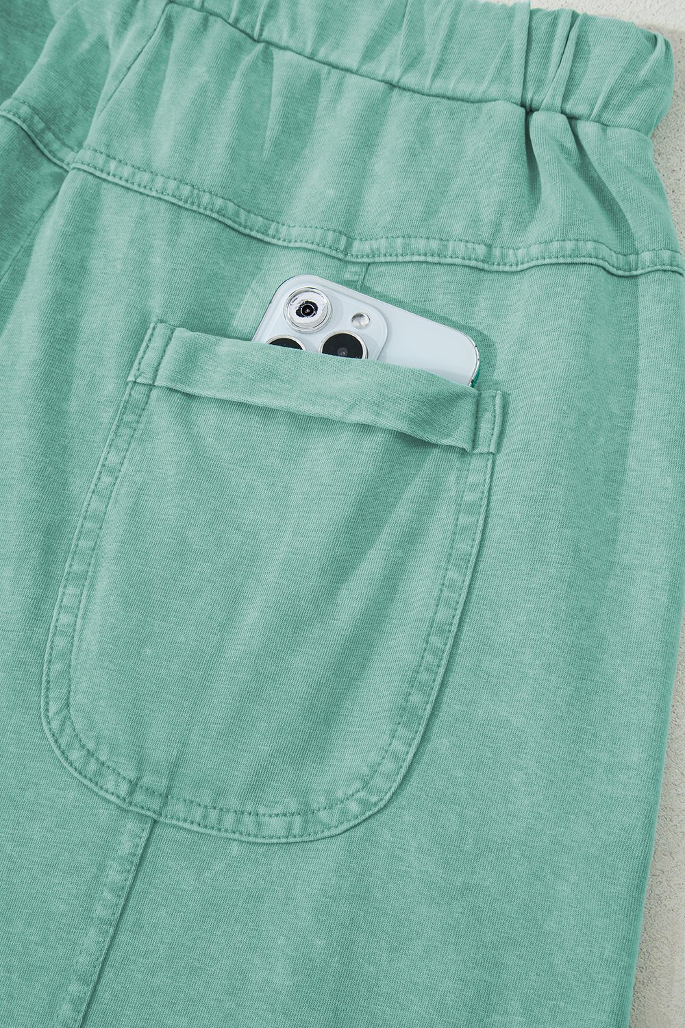 Mineral Wash Exposed Seam Wide Leg Cargo Pants