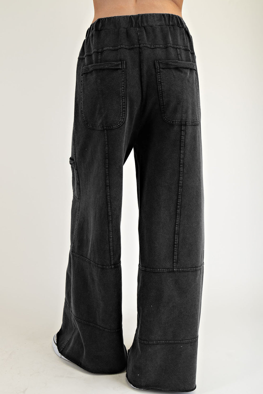 Mineral Wash Exposed Seam Wide Leg Cargo Pants