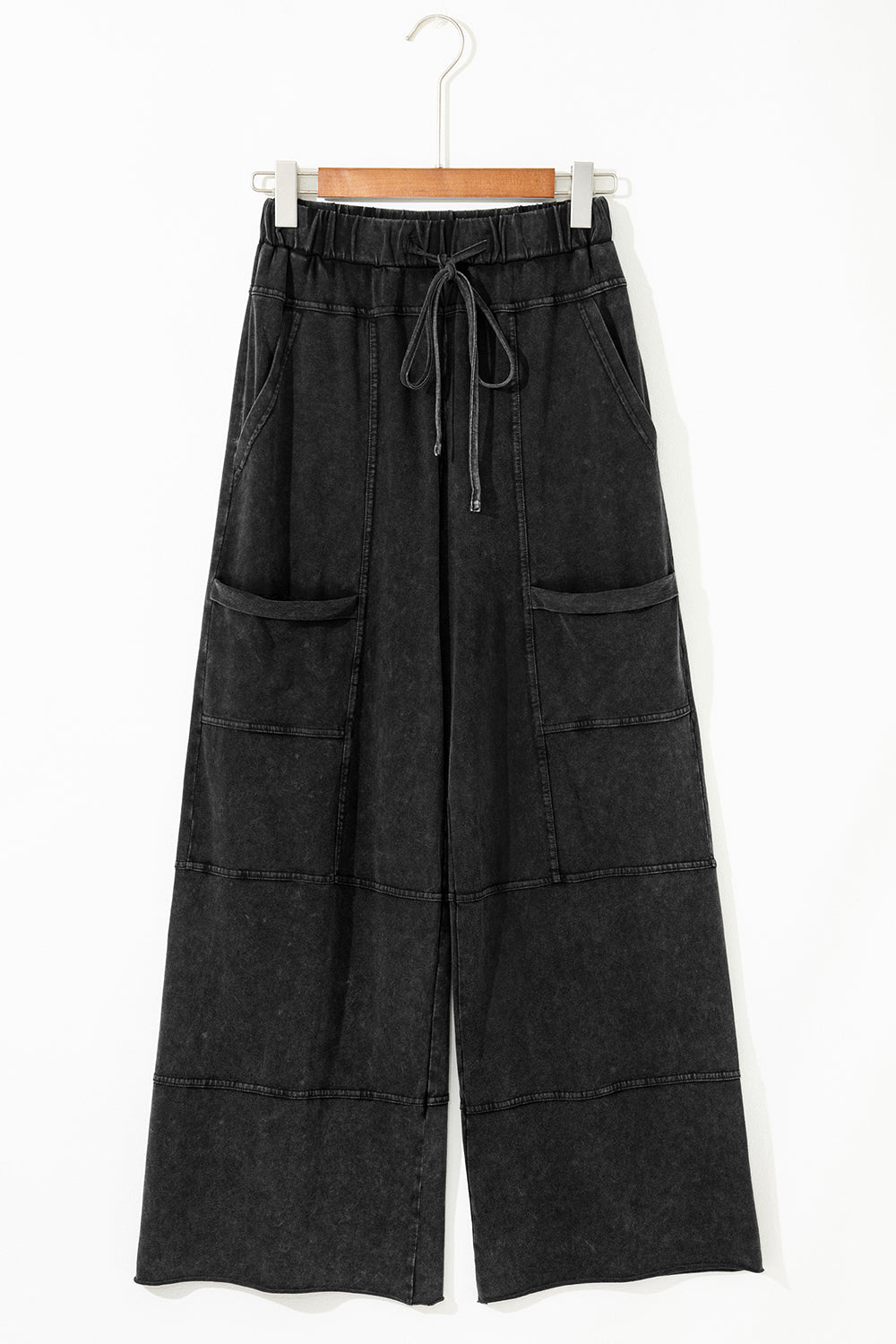 Mineral Wash Exposed Seam Wide Leg Cargo Pants