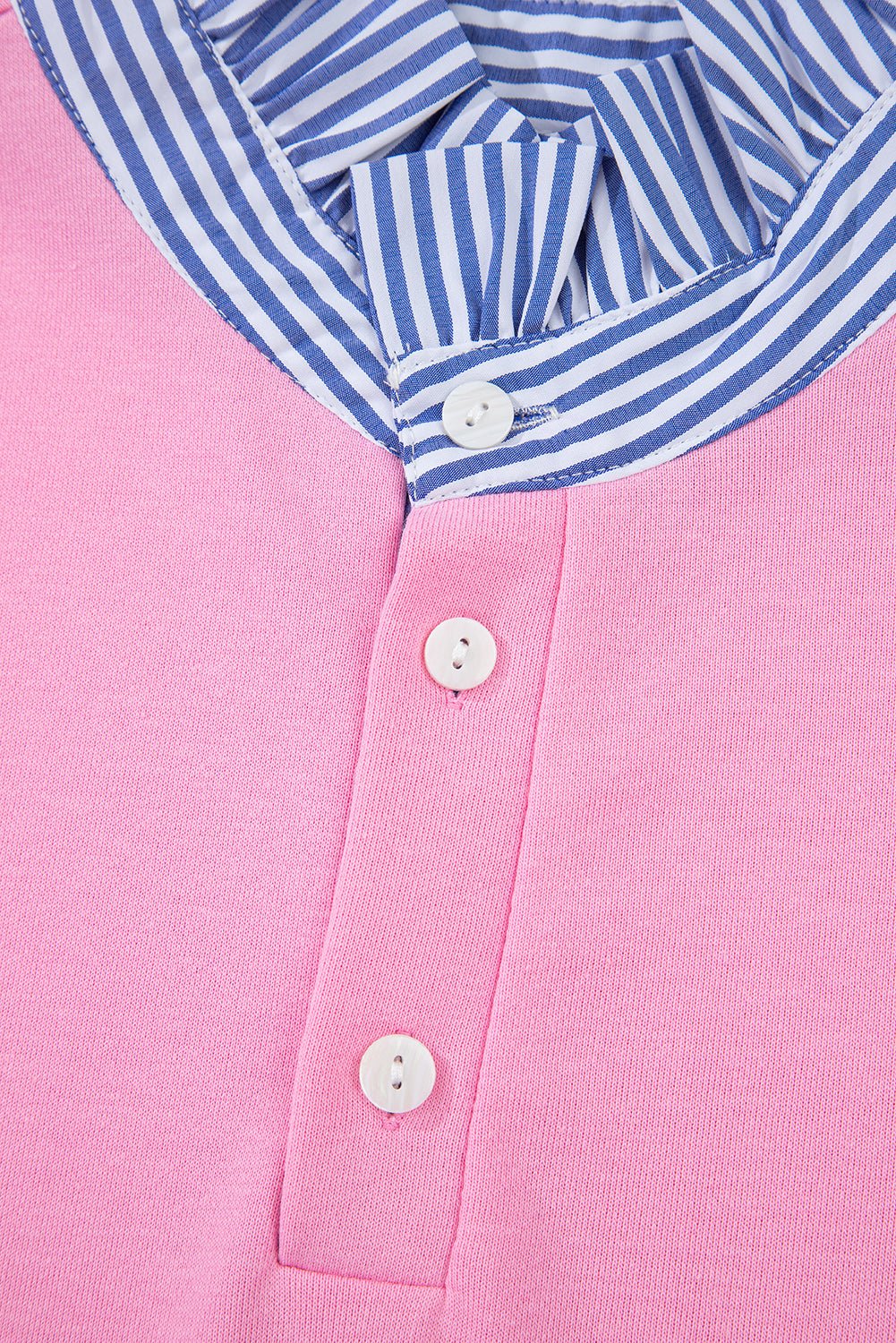 Bonbon Striped Collar Puff Sleeve Sweatshirt