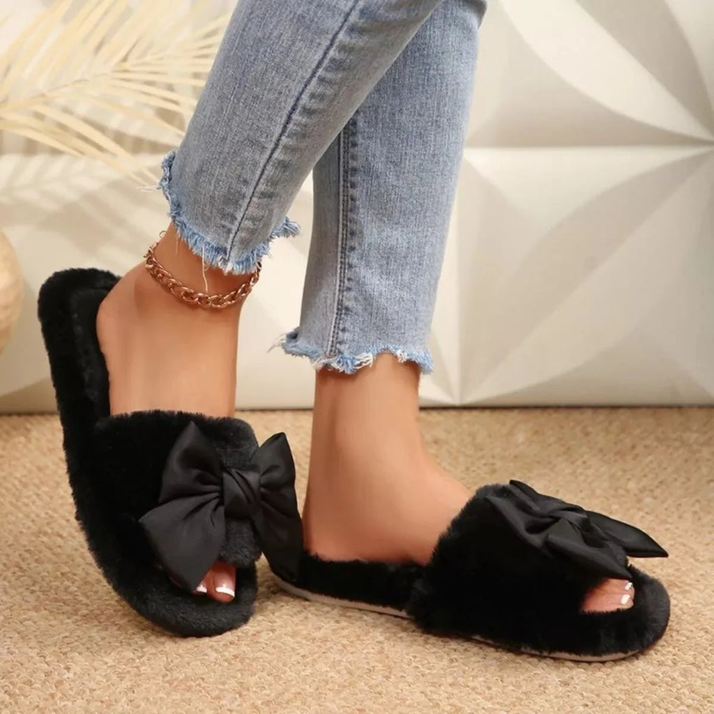 Bow Open Toe Flats Slippers