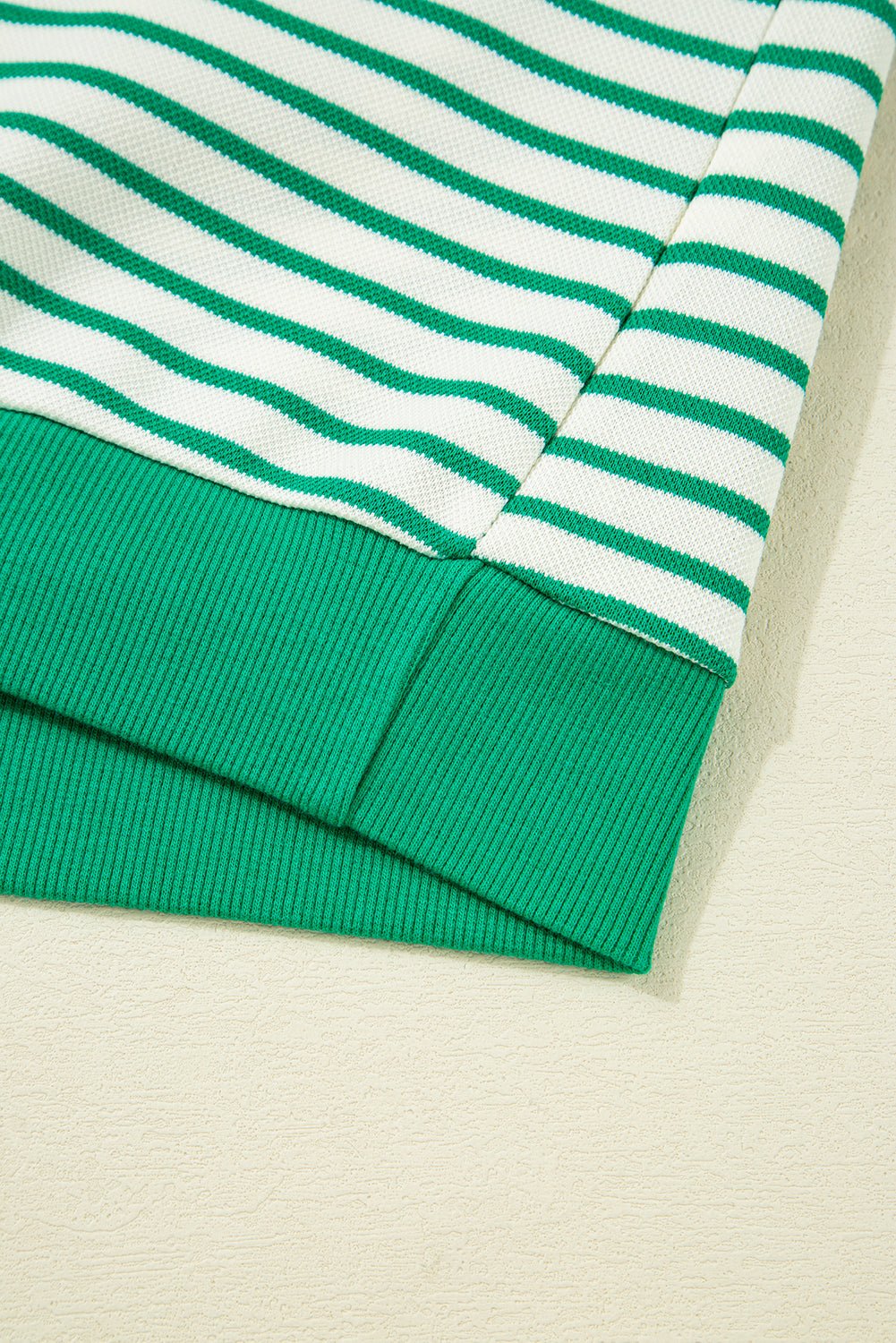 Bright Green Striped Contrast Trim Long Sleeve Top