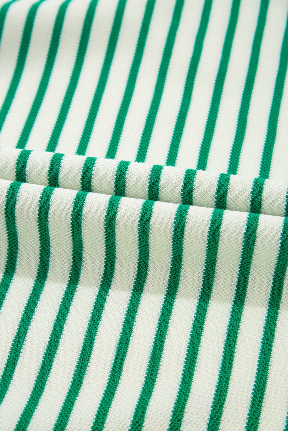 Bright Green Striped Contrast Trim Long Sleeve Top