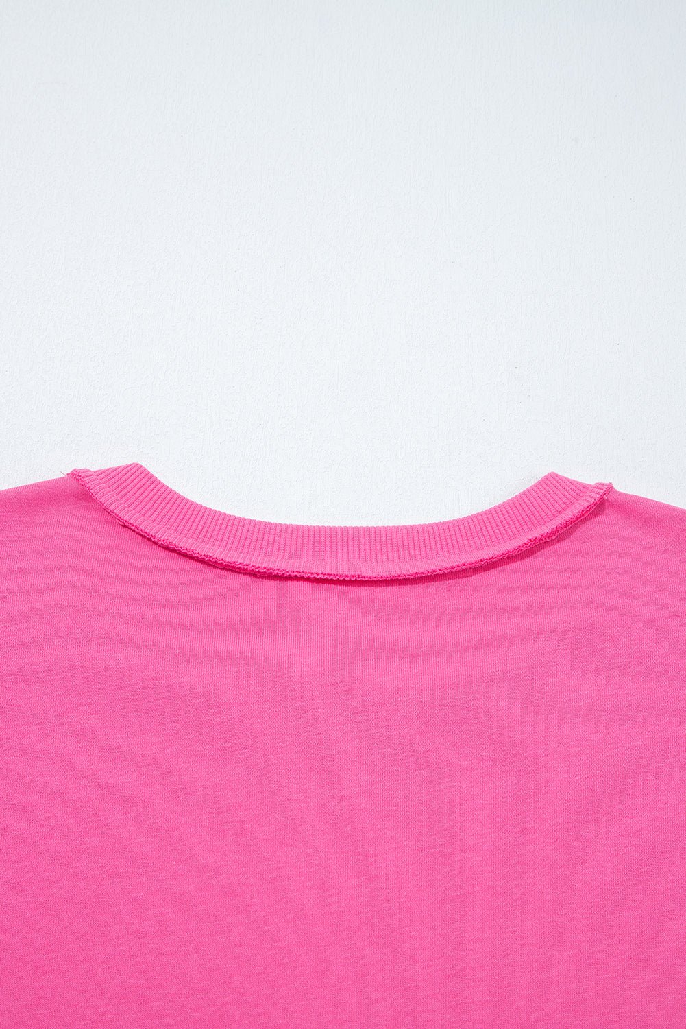 Bright Pink Raw Edge Henley Pullover and Jogger Pants Set