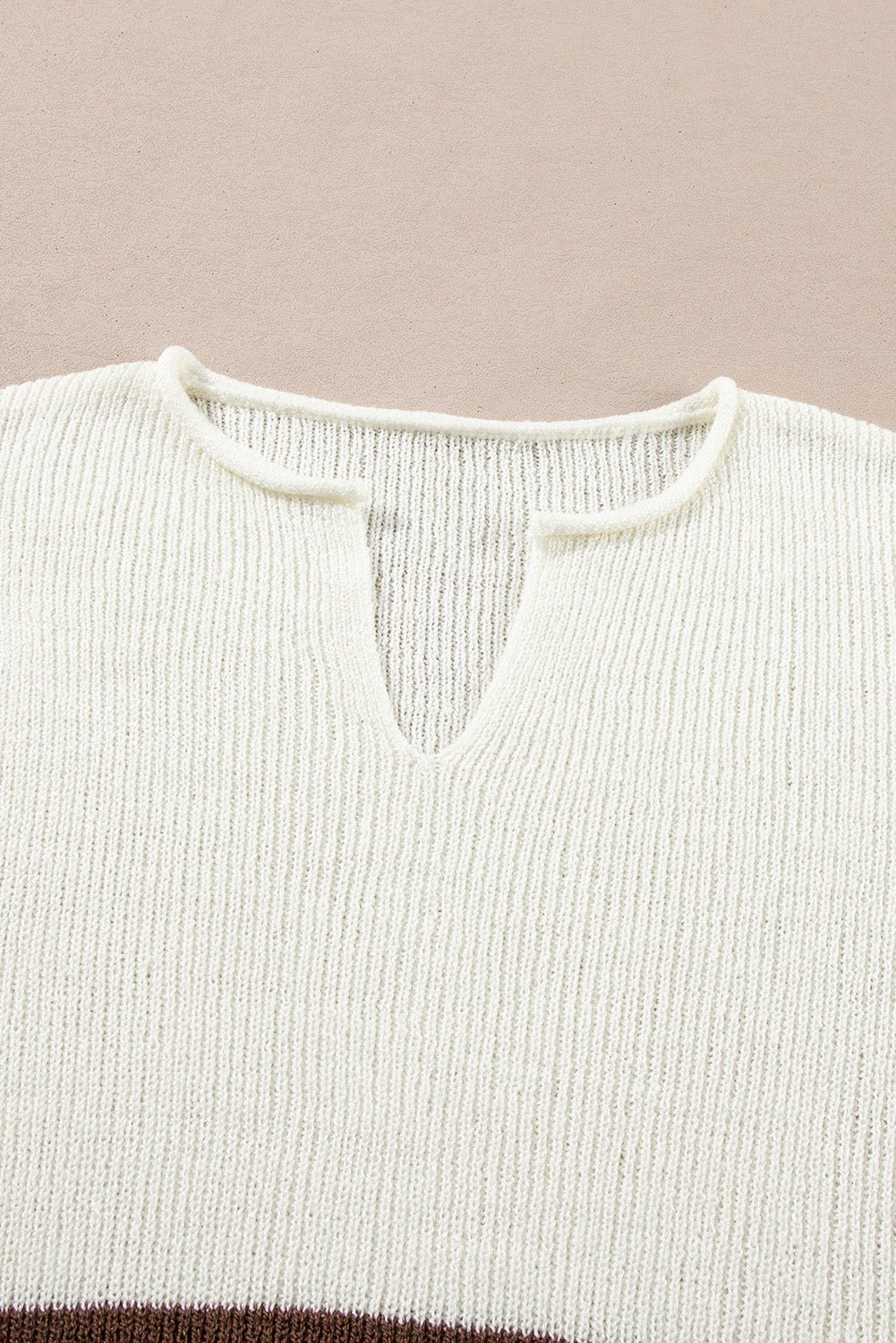 Brown Stripe Cropped Drop Sleeve Sweater