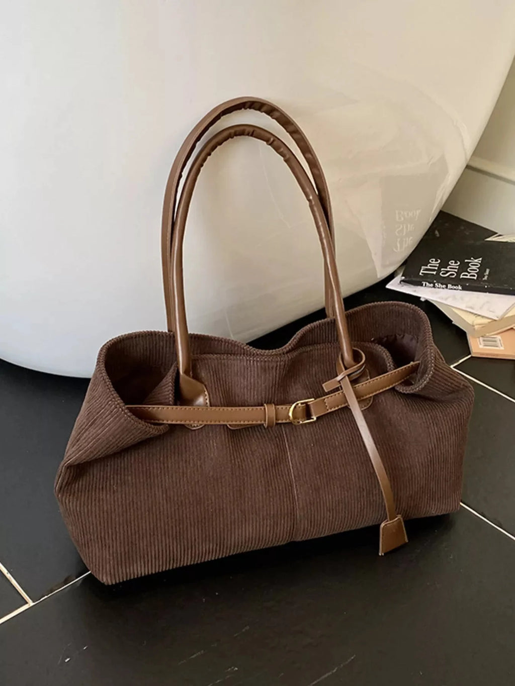 Buckle Decor Shoulder Bag