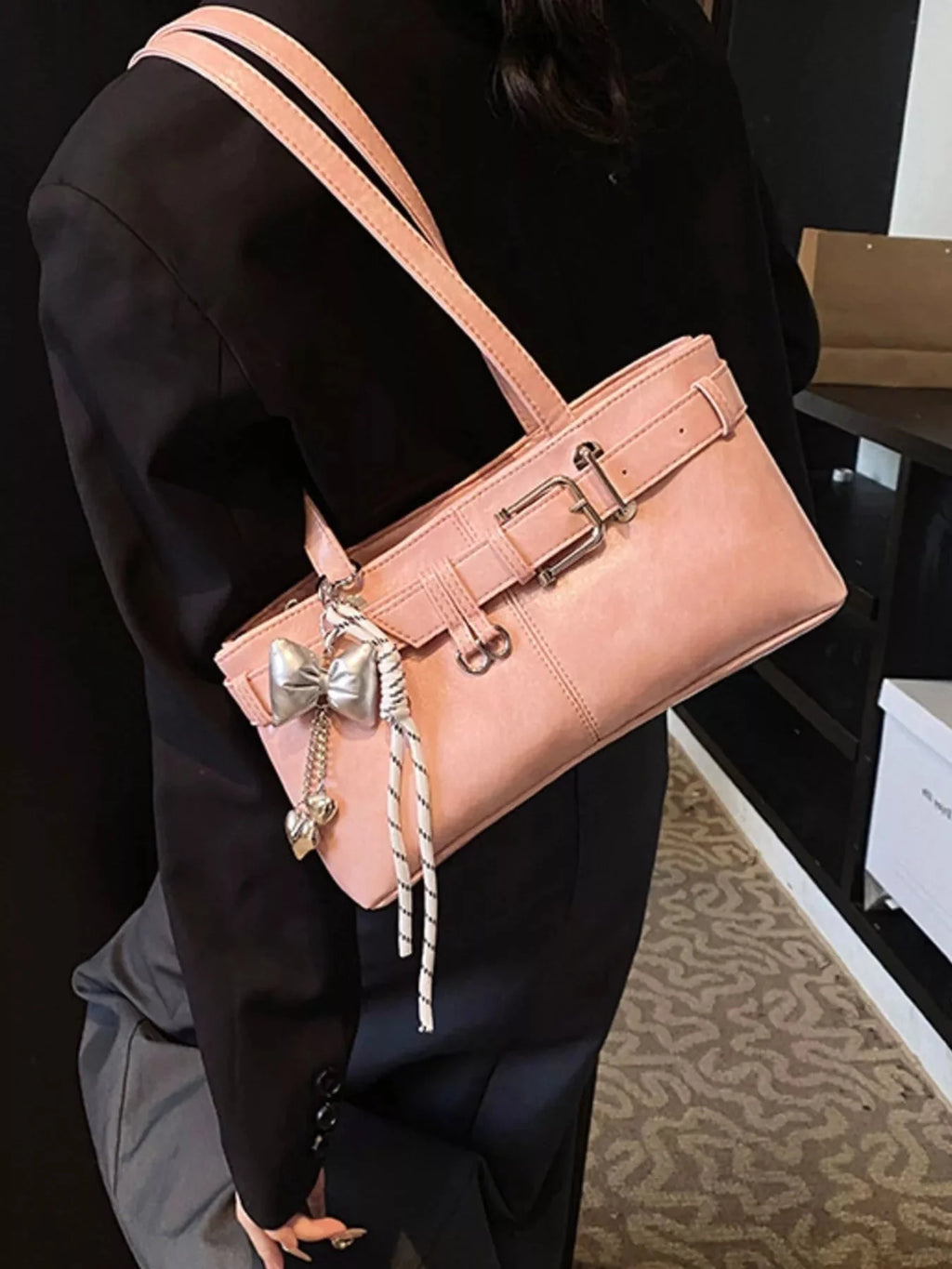 Buckle Decor Shoulder Bag