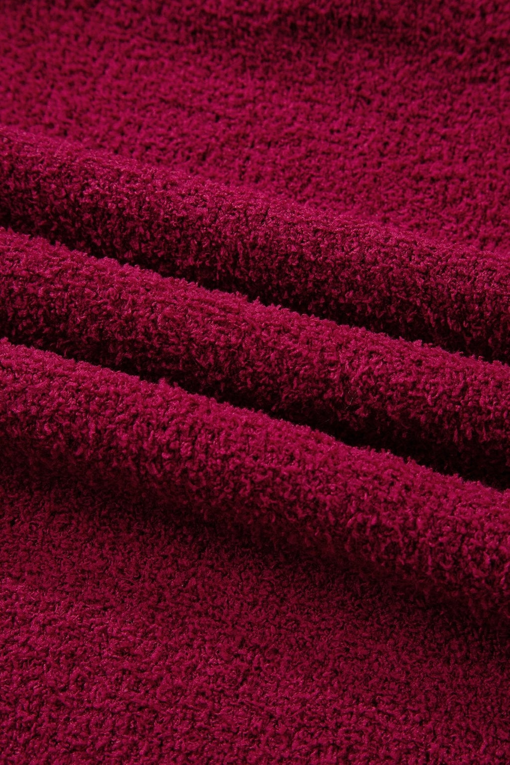Burgundy Popcorn Mock Neck Solid Sweater