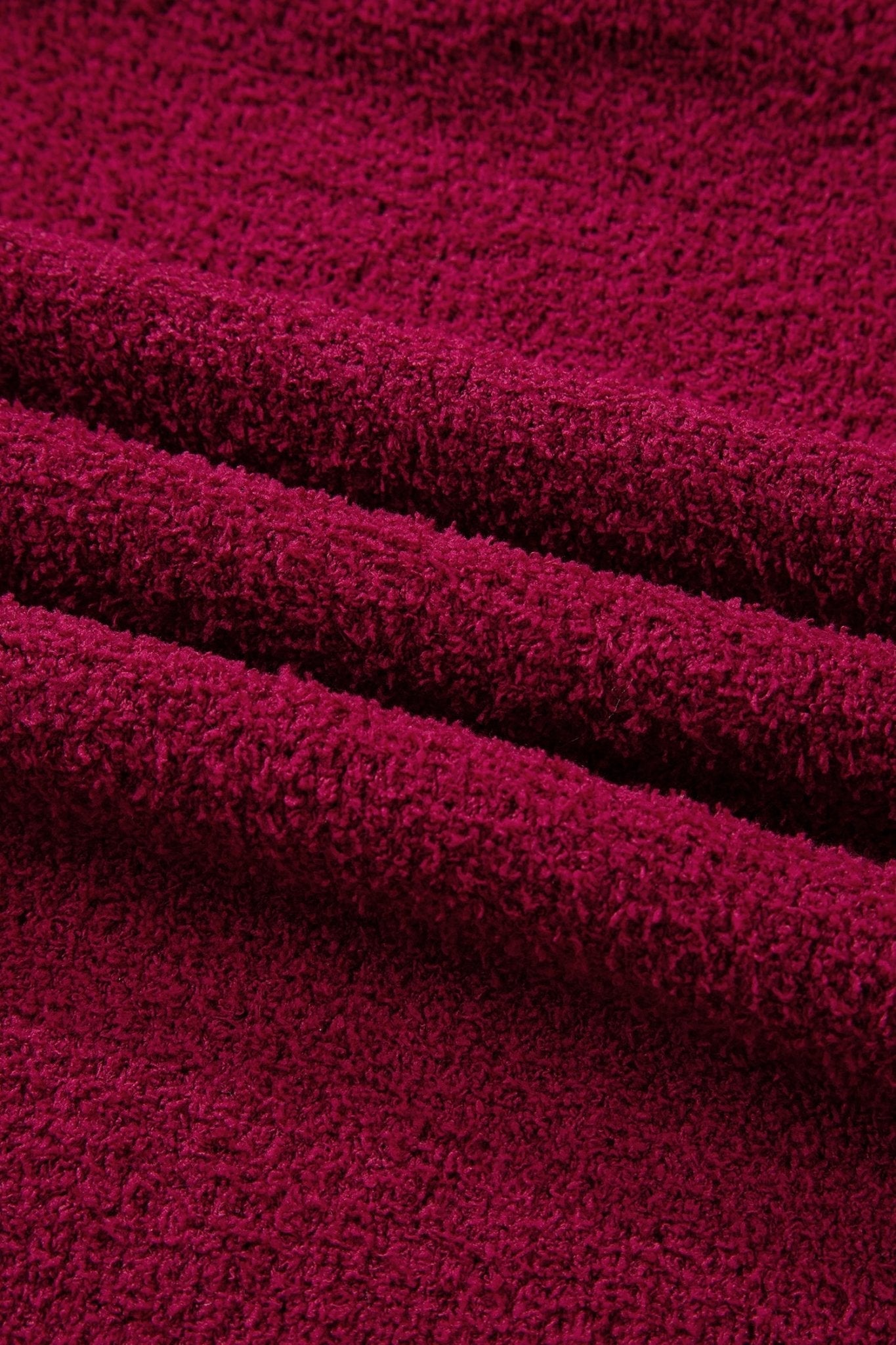Burgundy Popcorn Mock Neck Solid Sweater