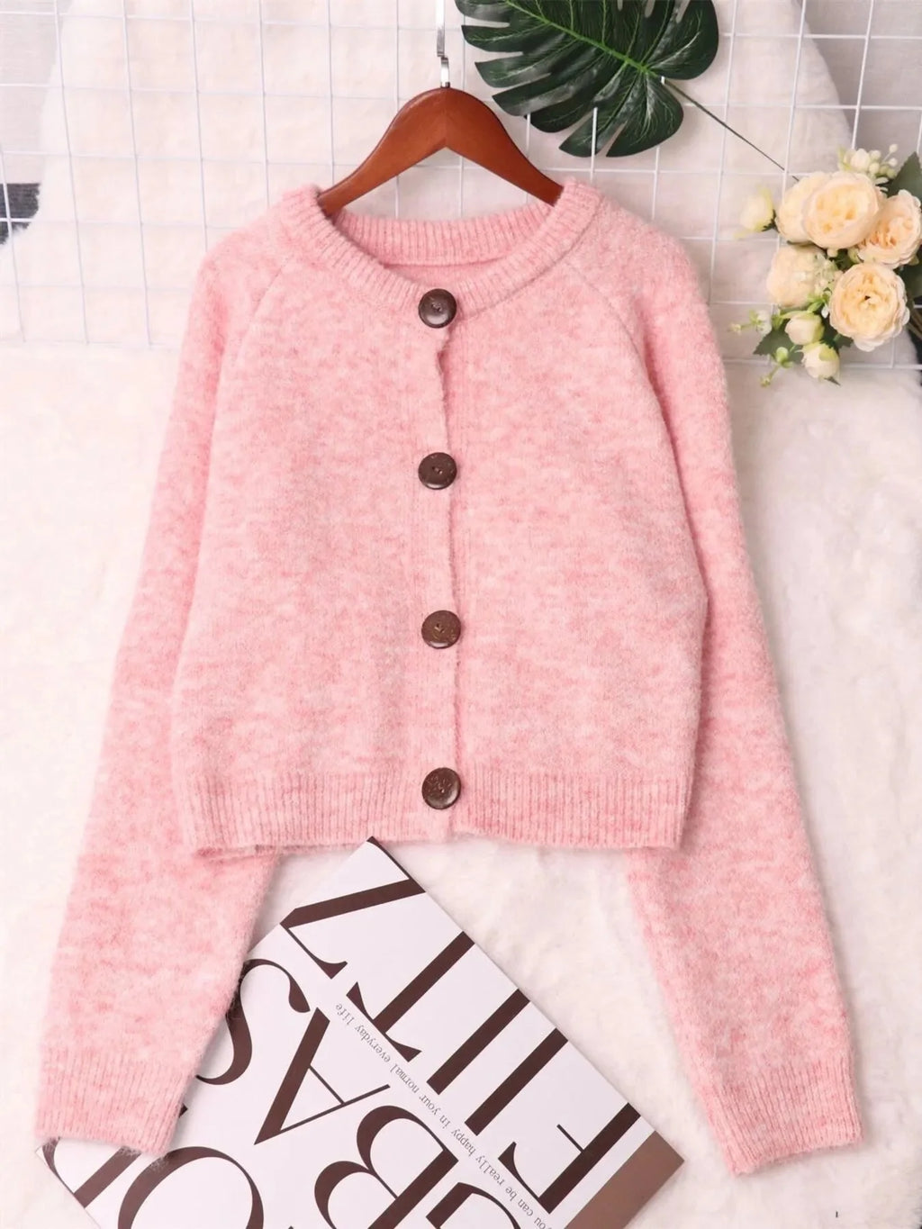 Button-Up Raglan Sleeve Cardigan