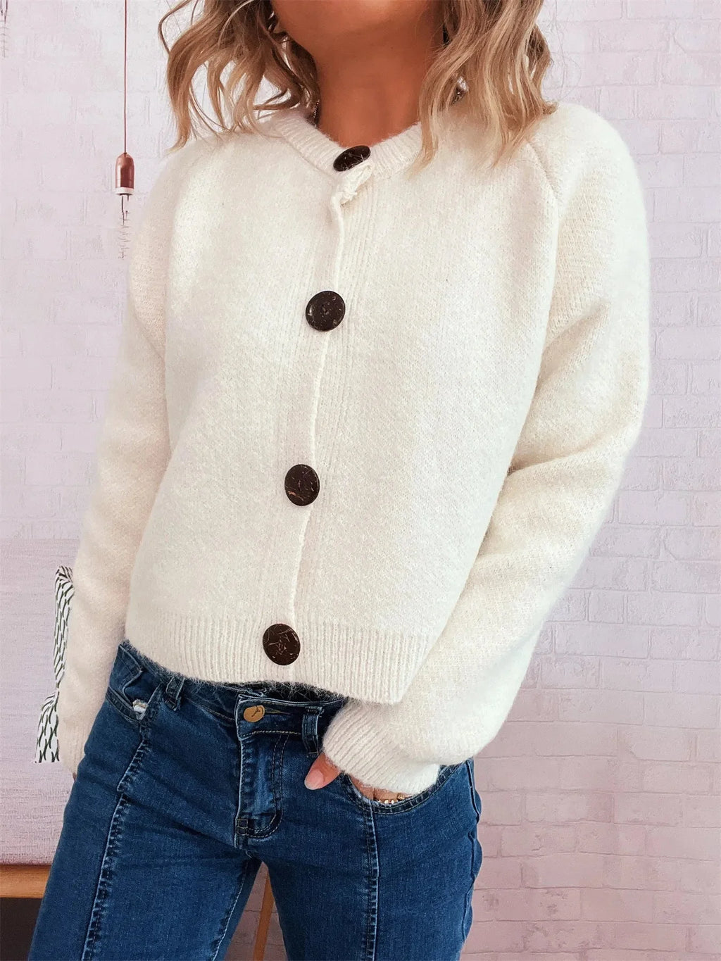 Button-Up Raglan Sleeve Cardigan