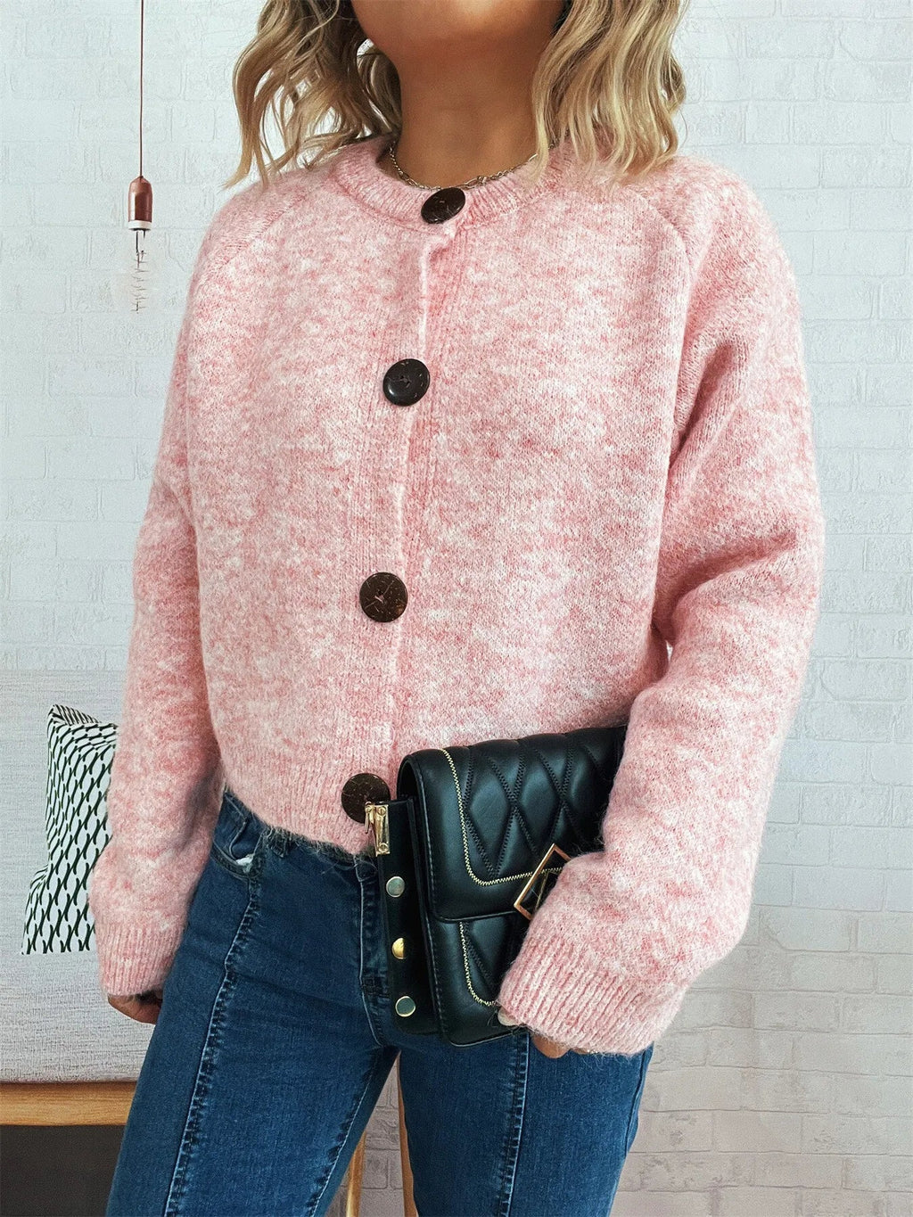 Button-Up Raglan Sleeve Cardigan