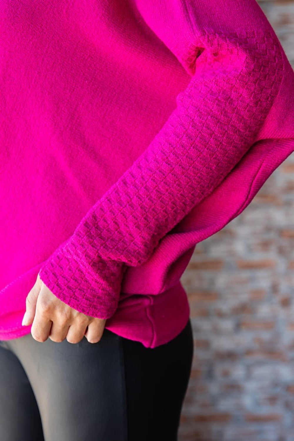Full Size Asymmetrical Hem Dolman Sleeve Sweater