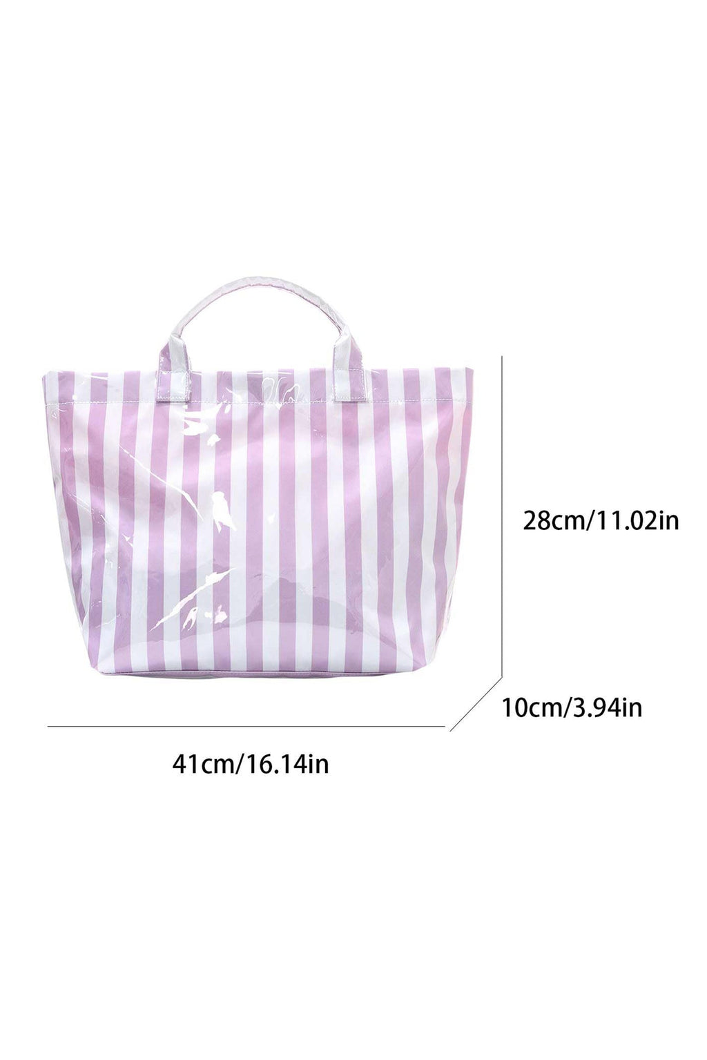 Rainbow Glossy Striped Vinyl Large Tote Bag