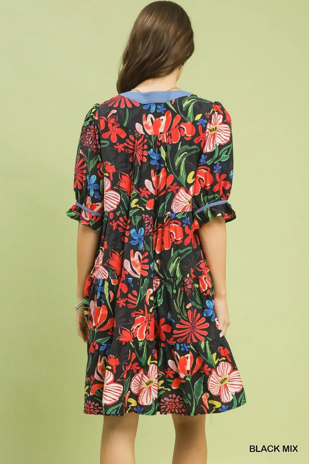 Floral Tiered Puff Sleeve Dress