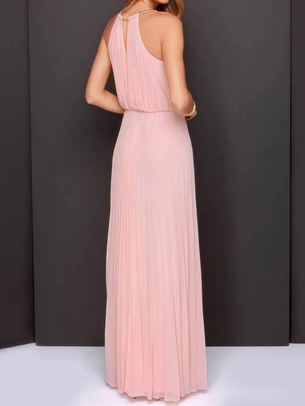 Pleated Sleeveless Maxi Cami Dress