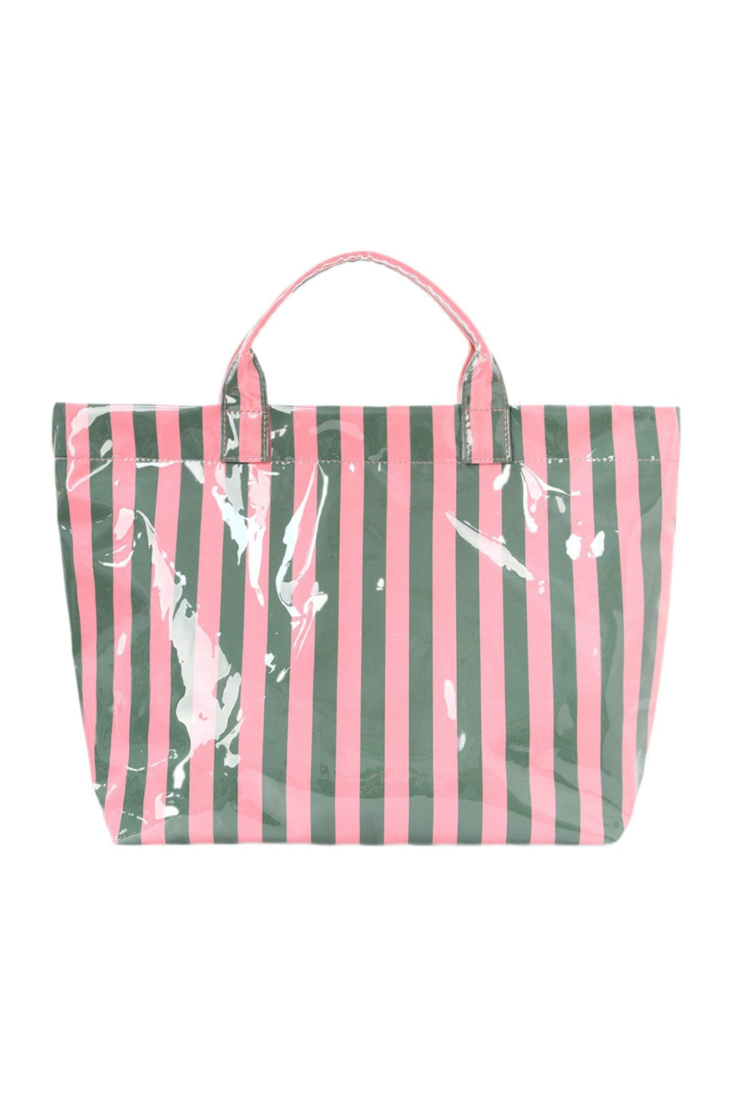 Rainbow Glossy Striped Vinyl Large Tote Bag