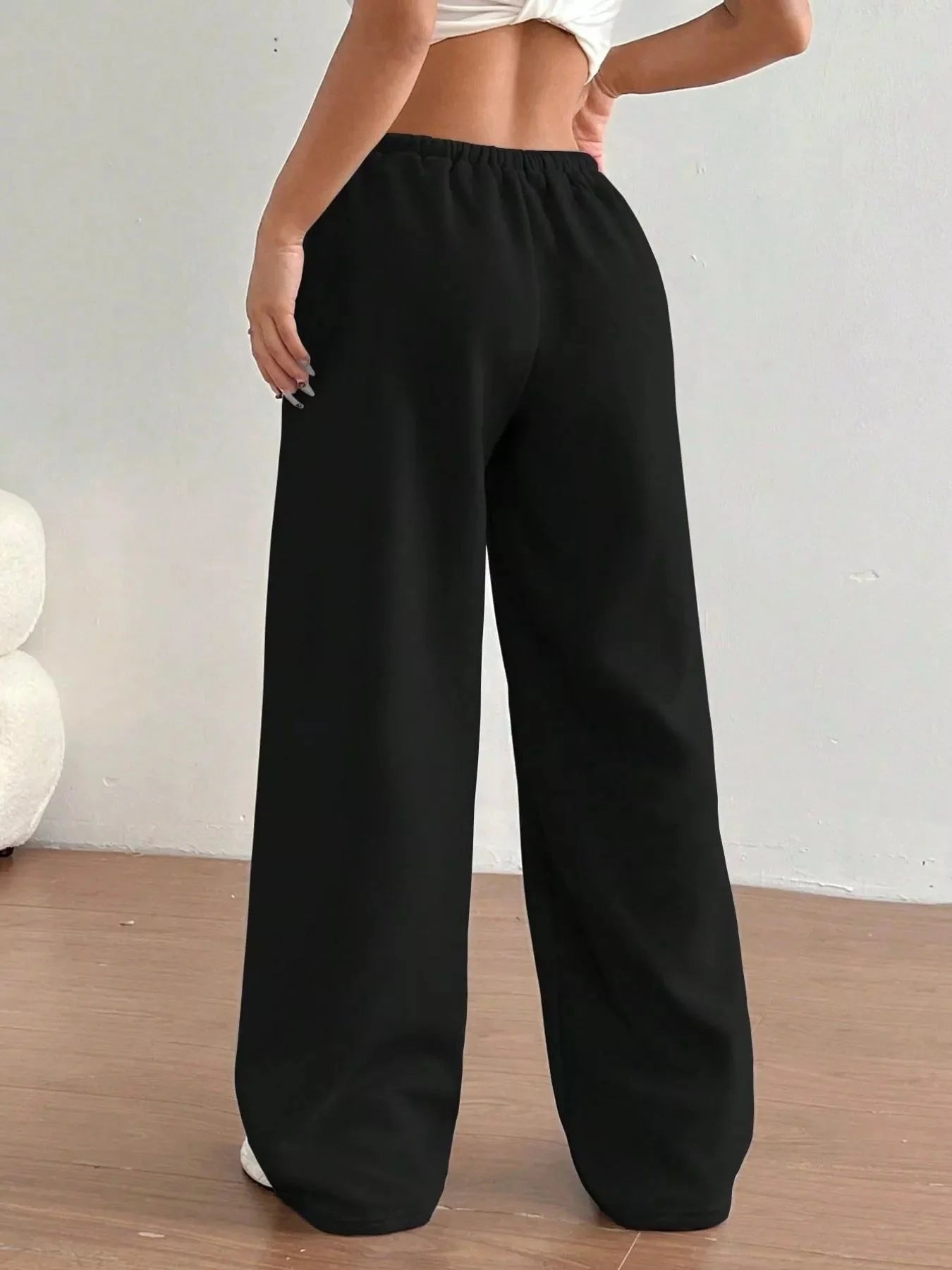 Casual Drawstring High Waist Wide Leg Sweatpants